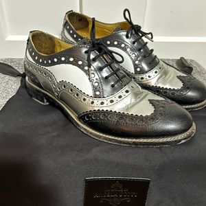 The Office of Angela Scott Leather Colorblock Pattern Oxford - Silver & Black